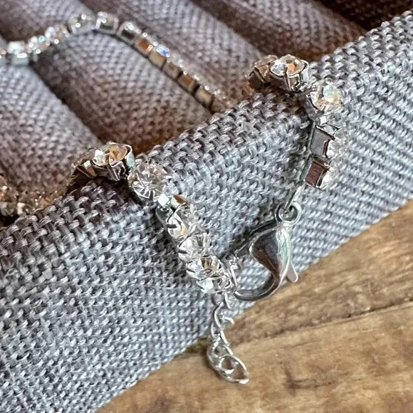 Waterproof Clear CZ Stainless Steel Tennis Bracelet April Birthstone - Picture 3 of 4